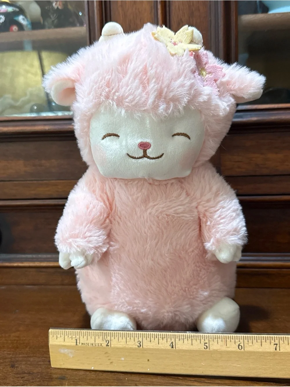 Miniso Lamb Baa Series Sakura Lamb Pink W/Flowers Plush Stuffed Animal Toy